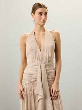 PatBO One-Shoulder Luster Champagne Gown